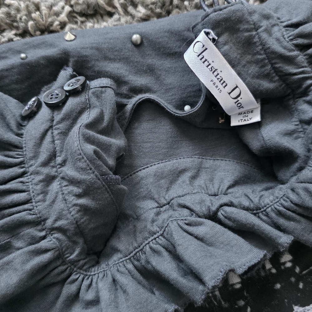 Dior Charcoal Buttoned Top with Stud Accents - Picture 6 of 6